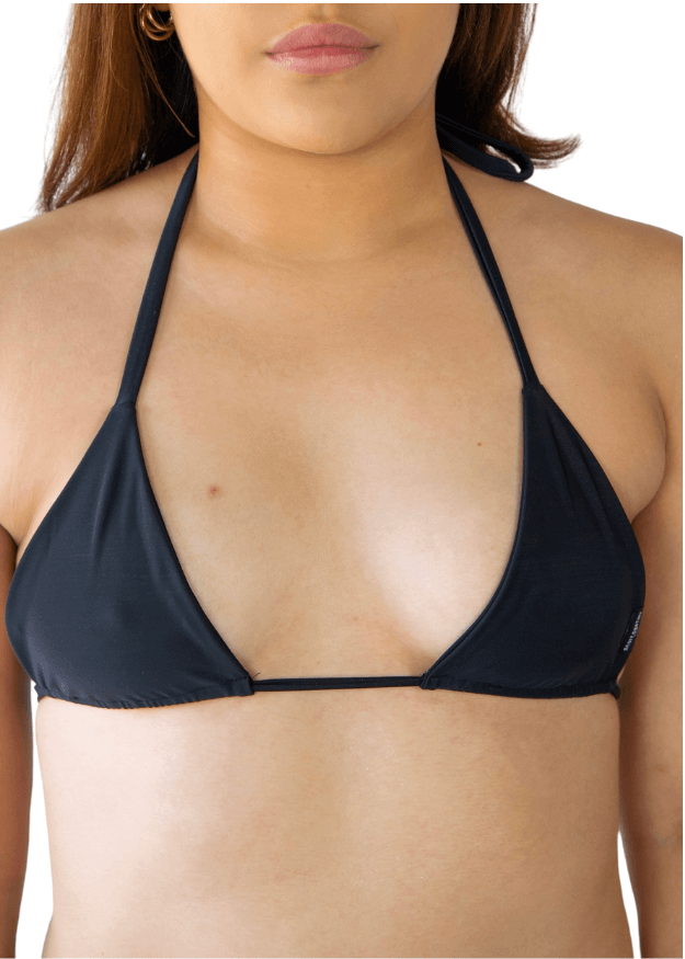 solid black dancing in the night bikini top from recycled materials