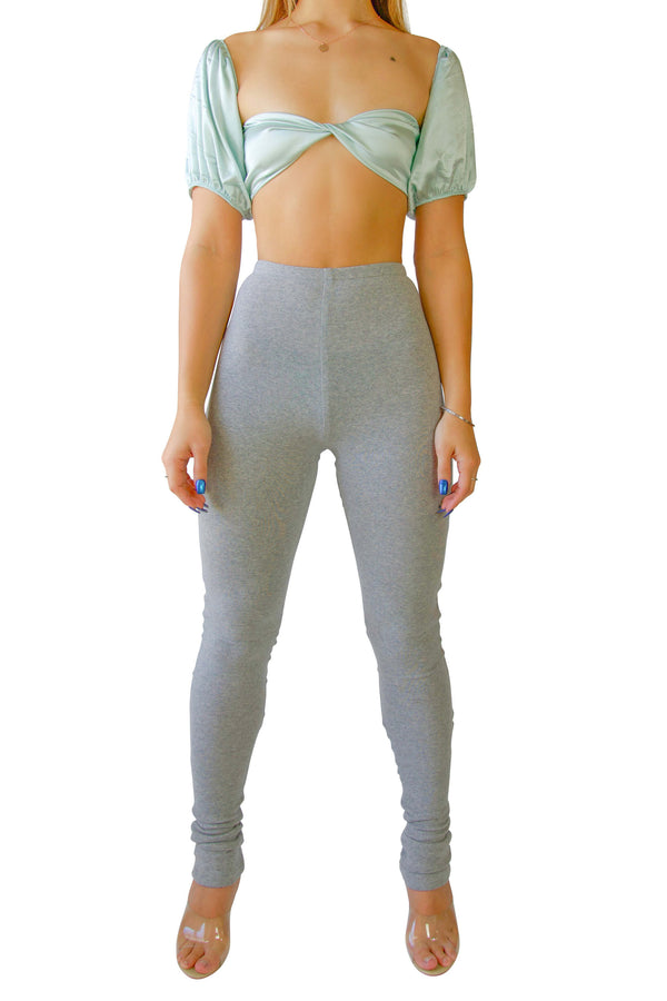 heather gray stacked sweat leggings comfy and luxurious