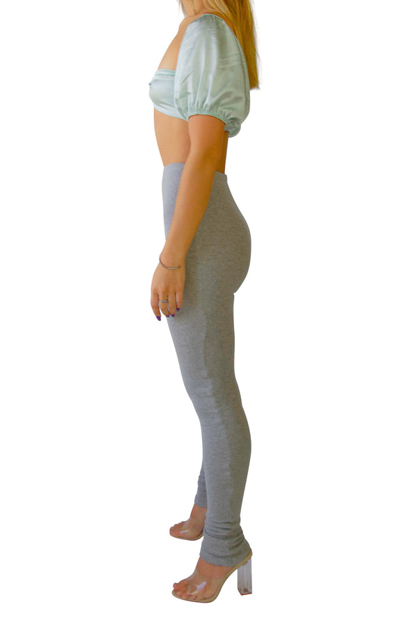 heather gray stacked sweat leggings comfy and luxurious